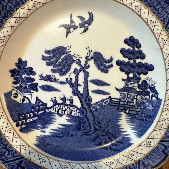 Booths REAL OLD WILLOW Blue & White Transferware Dinner Plate - Picture 8 of 10